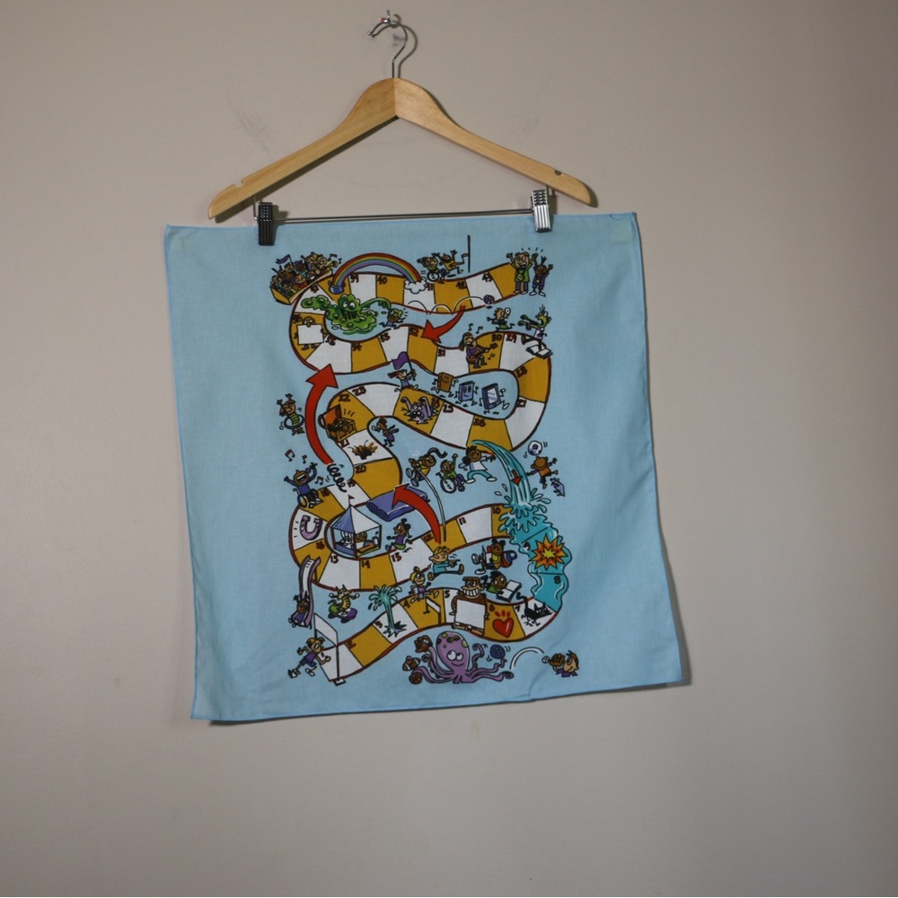 Vintage bandana Fabric printed scarf cartoon travel board game square